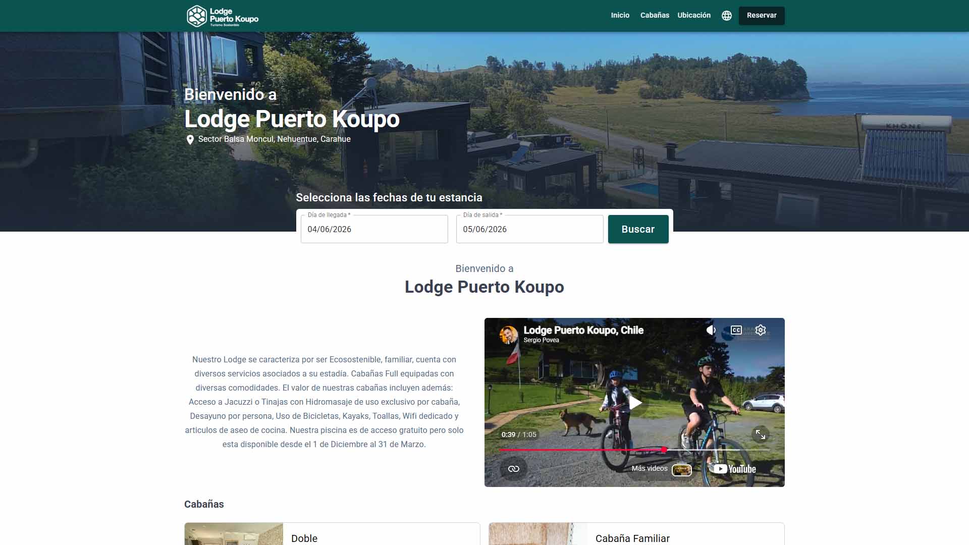 Sitio Web Lodge Puerto Koupo